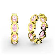 Avriel Halka Küpe - Pembe kuvars 8 ayar altın küpe #189t5h2