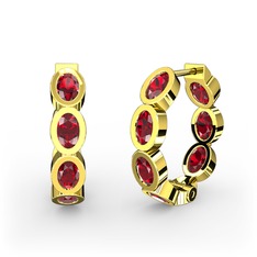 Garnet 14 ayar altın küpe