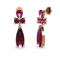 Şana Damla Küpe - Rodolit garnet 18 ayar rose altın küpe #163vph6