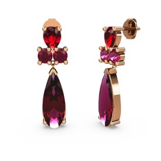 Şana Damla Küpe - Rodolit garnet ve garnet 18 ayar rose altın küpe #16giqnc