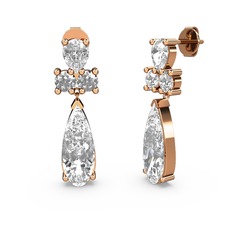 Şana Damla Küpe - Swarovski ve beyaz zirkon 8 ayar rose altın küpe #196sr1x