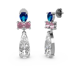 Şana Damla Küpe - Swarovski, lab safir ve pembe kuvars 925 ayar gümüş küpe #19nxlxp