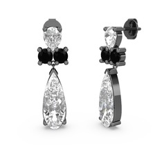 Şana Damla Küpe - Swarovski ve siyah zirkon 925 ayar siyah rodyum kaplama gümüş küpe #19qc6vy