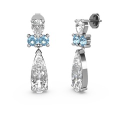 Şana Damla Küpe - Swarovski ve akuamarin 925 ayar gümüş küpe #1a6ch2b