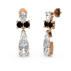 Şana Damla Küpe - Swarovski ve siyah zirkon 925 ayar rose altın kaplama gümüş küpe #1donqnh