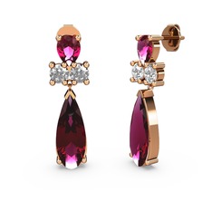 Rodolit garnet ve swarovski 18 ayar rose altın küpe
