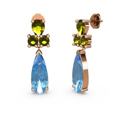 Şana Damla Küpe - Akuamarin ve peridot 8 ayar rose altın küpe #1v7h9ce