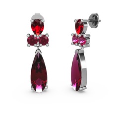 Rodolit garnet ve garnet 14 ayar beyaz altın küpe