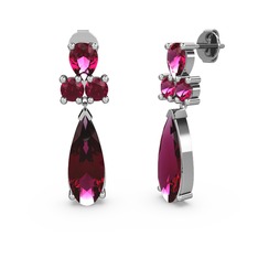 Şana Damla Küpe - Rodolit garnet 14 ayar beyaz altın küpe #2oem8p