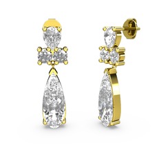 Şana Damla Küpe - Swarovski ve beyaz zirkon 14 ayar altın küpe #76gest