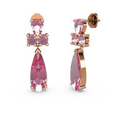 Şana Damla Küpe - Pembe kuvars 925 ayar rose altın kaplama gümüş küpe #bcdve1