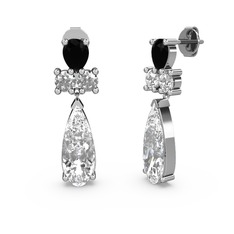 Şana Damla Küpe - Beyaz zirkon, siyah zirkon ve swarovski 925 ayar gümüş küpe #ecc9ek