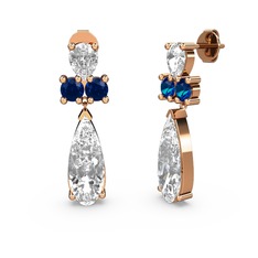 Şana Damla Küpe - Swarovski, beyaz zirkon ve lab safir 925 ayar rose altın kaplama gümüş küpe #ib5fqq