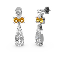 Swarovski ve sitrin 925 ayar gümüş küpe