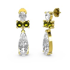Şana Damla Küpe - Swarovski ve peridot 8 ayar altın küpe #vvhbwp