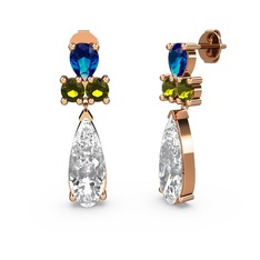 Şana Damla Küpe - Swarovski, lab safir ve peridot 14 ayar rose altın küpe #wd8rlj