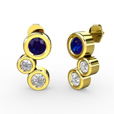 Vinda Küpe - Swarovski, lab safir ve pırlanta 925 ayar altın kaplama gümüş küpe (0.48 karat) #108by98