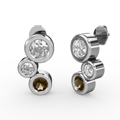 Vinda Küpe - Dumanlı kuvars, pırlanta ve beyaz zirkon 925 ayar gümüş küpe (1.84 karat) #10dzk6y