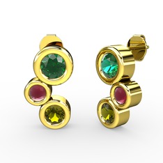 Vinda Küpe - Peridot, yeşil kuvars ve kök yakut 925 ayar altın kaplama gümüş küpe #10v8ejt