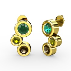 Vinda Küpe - Dumanlı kuvars, yeşil kuvars ve peridot 8 ayar altın küpe #11ot0jq