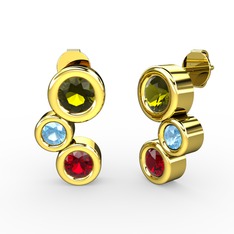 Vinda Küpe - Garnet, peridot ve akuamarin 8 ayar altın küpe #11z1p6f