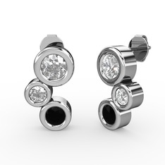 Siyah zirkon, swarovski ve pırlanta 18 ayar beyaz altın küpe (0.48 karat)