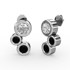 Siyah zirkon ve swarovski 14 ayar beyaz altın küpe