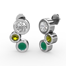 Vinda Küpe - Kök zümrüt, swarovski ve peridot 925 ayar gümüş küpe #16k1auf