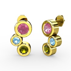 Vinda Küpe - Peridot, pembe kuvars ve akuamarin 925 ayar altın kaplama gümüş küpe #17xjiqf