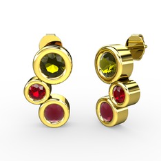 Vinda Küpe - Kök yakut, peridot ve garnet 18 ayar altın küpe #18fwaeq