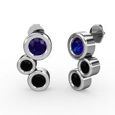 Vinda Küpe - Siyah zirkon ve lab safir 925 ayar gümüş küpe #1974fwn