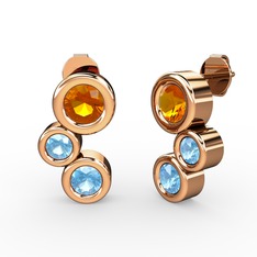 Vinda Küpe - Akuamarin ve sitrin 18 ayar rose altın küpe #19jsqci