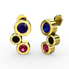 Vinda Küpe - Rodolit garnet, lab safir ve siyah zirkon 925 ayar altın kaplama gümüş küpe #19of5uf