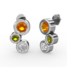 Vinda Küpe - Pırlanta, sitrin ve peridot 925 ayar gümüş küpe (1 karat) #1a1eo5x