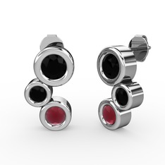 Vinda Küpe - Kök yakut ve siyah zirkon 8 ayar beyaz altın küpe #1a38p3g