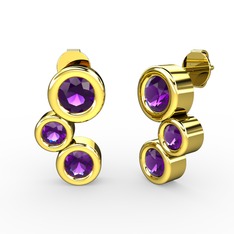 Vinda Küpe - Ametist 8 ayar altın küpe #1aj22bo