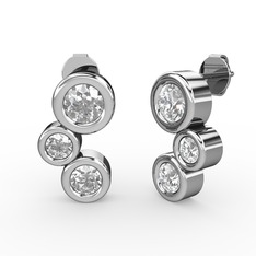 Vinda Küpe - Beyaz zirkon, pırlanta ve swarovski 14 ayar beyaz altın küpe (1.84 karat) #1c2u10z