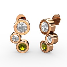 Vinda Küpe - Peridot, beyaz zirkon ve swarovski 925 ayar rose altın kaplama gümüş küpe #1fwwvw6