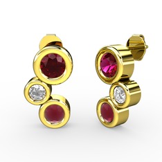 Vinda Küpe - Kök yakut, rodolit garnet ve swarovski 8 ayar altın küpe #1gykjtw