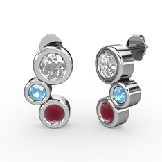 Vinda Küpe - Kök yakut, swarovski ve akuamarin 925 ayar gümüş küpe #1h0ube