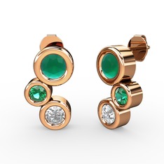 Vinda Küpe - Swarovski, kök zümrüt ve yeşil kuvars 14 ayar rose altın küpe #1hkoa76