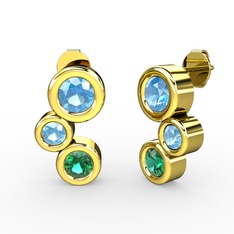 Vinda Küpe - Yeşil kuvars ve akuamarin 18 ayar altın küpe #1jdtb0c