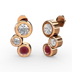 Vinda Küpe - Kök yakut ve swarovski 925 ayar rose altın kaplama gümüş küpe #1jq889d