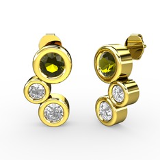 Vinda Küpe - Swarovski, peridot ve beyaz zirkon 8 ayar altın küpe #1js4chw