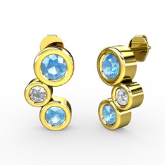 Vinda Küpe - Akuamarin ve pırlanta 14 ayar altın küpe (0.48 karat) #1k4054k