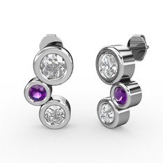 Vinda Küpe - Pırlanta, swarovski ve ametist 18 ayar beyaz altın küpe (1 karat) #1ka5r1v