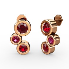Vinda Küpe - Garnet ve rodolit garnet 8 ayar rose altın küpe #1kehp6o