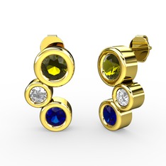 Vinda Küpe - Lab safir, peridot ve swarovski 8 ayar altın küpe #1kmnebj