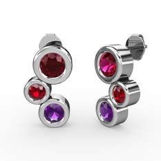 Vinda Küpe - Ametist, rodolit garnet ve garnet 18 ayar beyaz altın küpe #1kx35zk