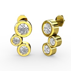 Vinda Küpe - Swarovski, pırlanta ve beyaz zirkon 14 ayar altın küpe (1.84 karat) #1l0091z